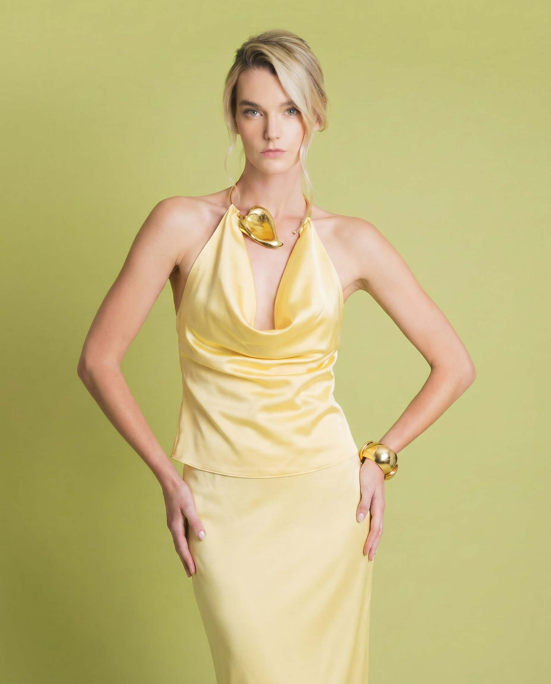 Rachael silk Top butter yellow-1